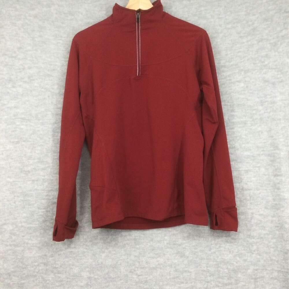 REI Half Zip Pullover Airflyte Medium Red Stretch Active Mock High Neck